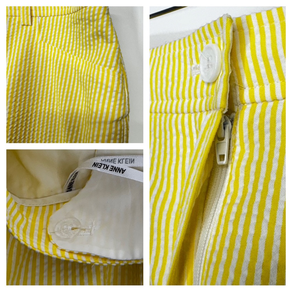 Anne Klein Daffodil Yellow White Stripe Seersucker Dress Pants Dressy Casual Nwt - Picture 11 of 16